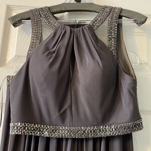 La femme, charcoal color, 2 piece, cropped top with long skirt